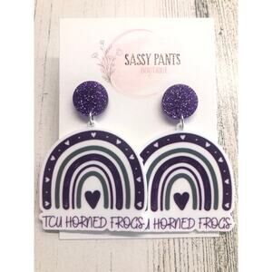 TCU Horned Frogs Texas Christian Univ Rainbow Earrings NEW